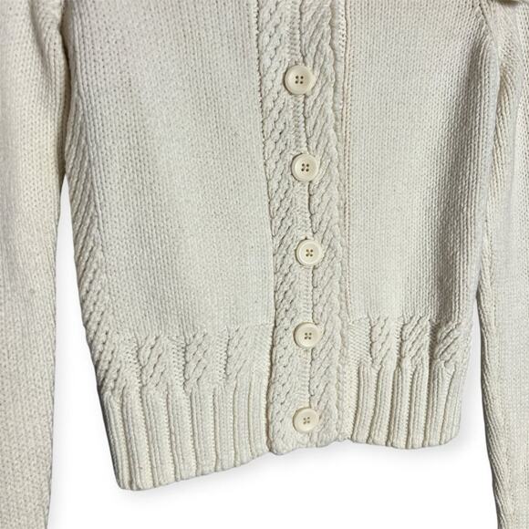 Armani Exchange Large Fold Over Collar Chunky Cardigan SIZE M Beige Sweater HK - Picture 9 of 13